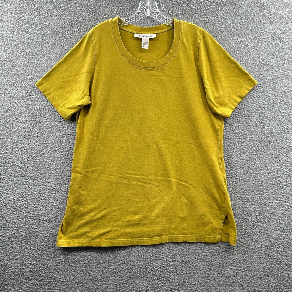 Womens Minimalist Tee Shirt L Mustard Relaxed Everyday Basic Capsule Relaxed